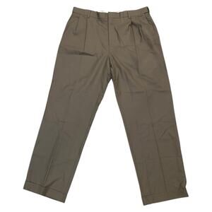 Lands’ End Men’s‎ 35 Wool Pleated Dress Pants Brown Classic Tailored Trousers